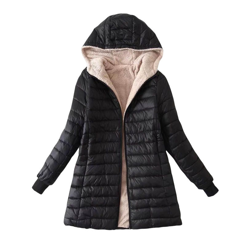 Beakey Womens Hooded Sherpa Fleece Jacket Winter Warm Coat-Black