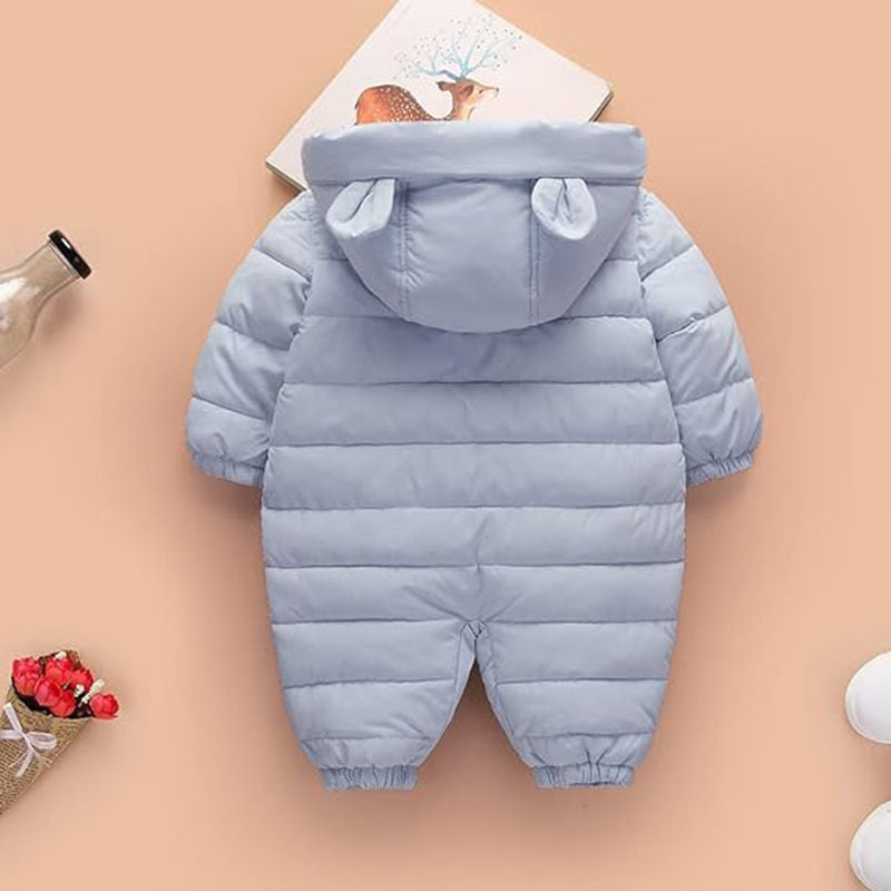 Beakey Baby Warm Romper with Bear Hood Winter Snowsuit for 0-18 Months-Light Blue