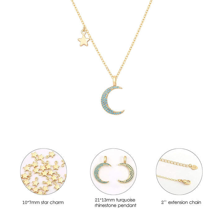 Beakey Simple Cute Long Pendant Necklace Oval Link Choker Double Layer Jewery-New Moon-GL-0092A