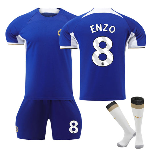 Beakey Chelsea Home Jersey ENZO #8 Soccer Jersey Kids Adult 3-Pieces Jersey Kits