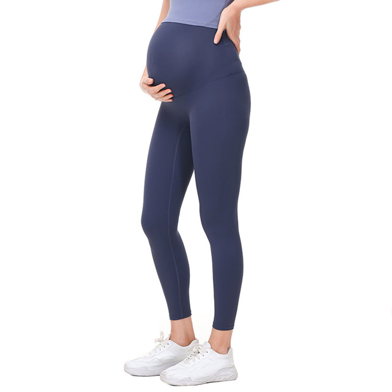 Beakey Maternity Leggings Over The Belly Stretch Breathable Yoga Tights-Blue