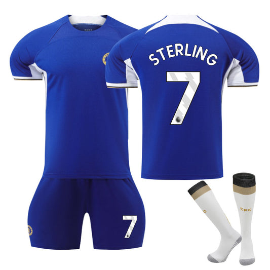 Beakey Chelsea Home Jersey STERLING #7 Soccer Jersey Kids Adult 3-Pieces Jersey Kits