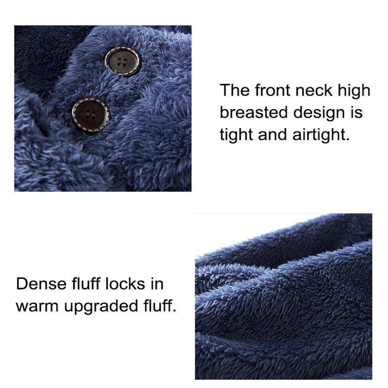 Beakey Thickening Coral Fleece Pajamas Set for Women-NavyBlue