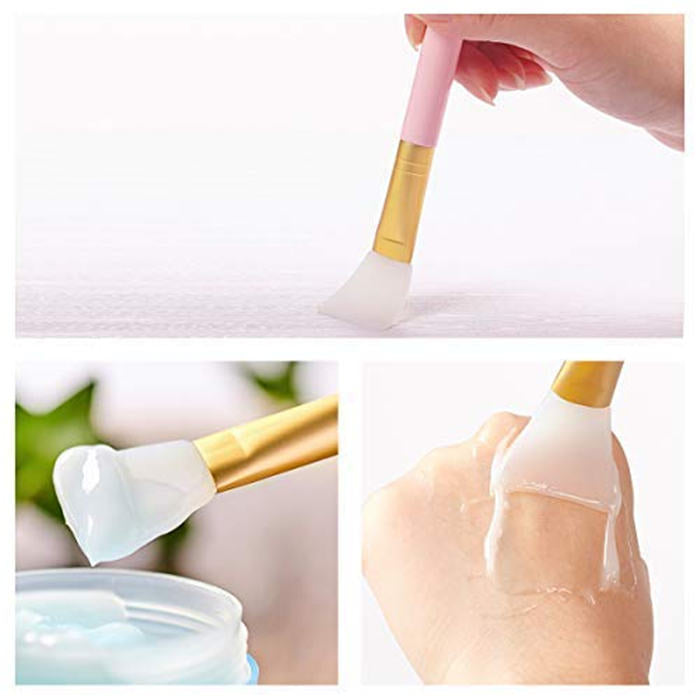 Beakey 2pcs Silicone Face Mask Brush Soft Silicone Facial Mud Mask Applicator Brush-Pink+Yellow