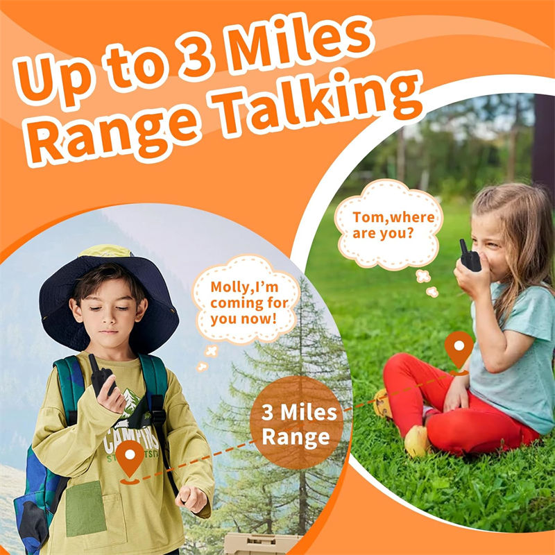 Beakey 3 Pcs Walkie Talkies for Long Distance 10 Channel Built-in Flashlight for Kids T4913-B