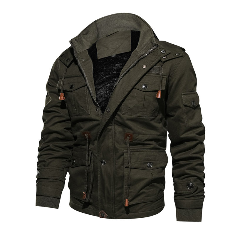 Beakey Mens Winter Jacket Cotton Fleece Lined Military Coats with Hood-ArmyGreen