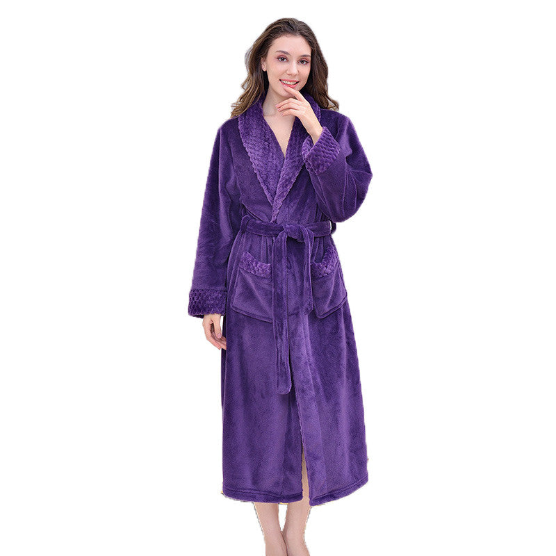 Beakey Warm Soft Plush Robe with Pockets for Unisex-Purple