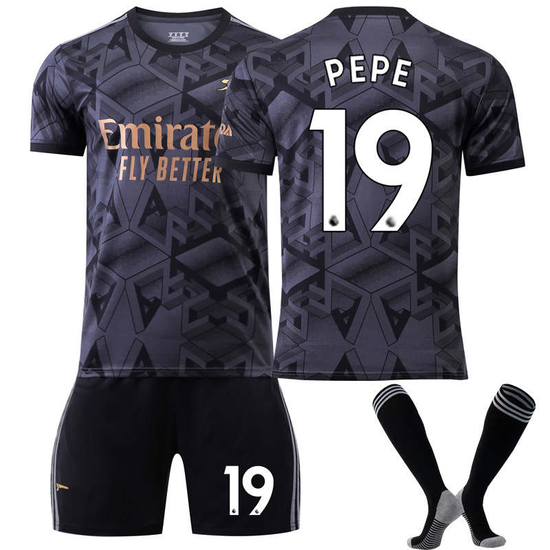 Beakey Arsenal Away Jersey 2022-23 PEPE #19 Soccer Jersey Kids Adult 3-Pieces Jersey Kits