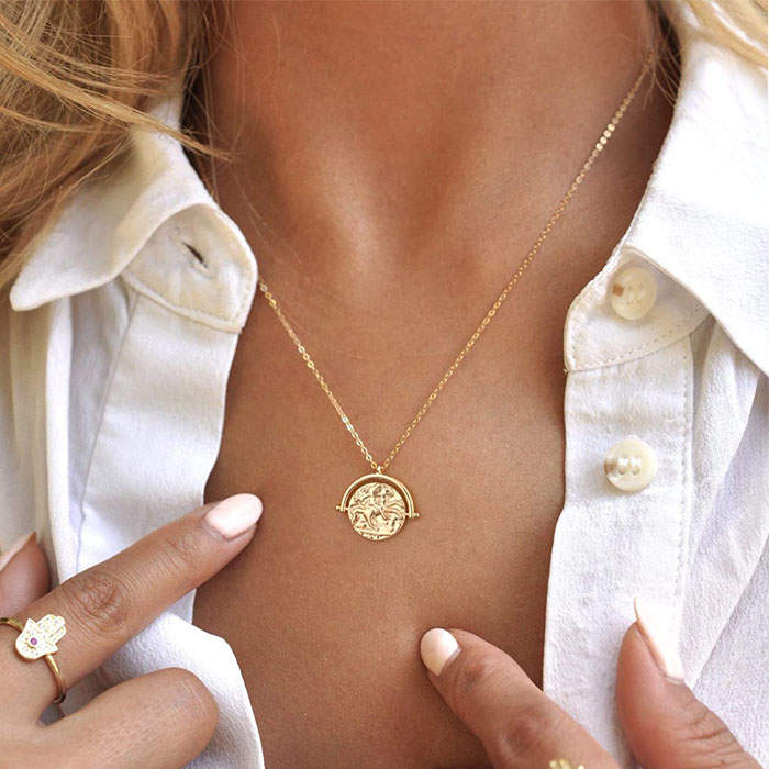 Beakey Simple Cute Long Pendant Necklace Oval Link Choker Double Layer Jewery-Horse Rider-GL-0023A