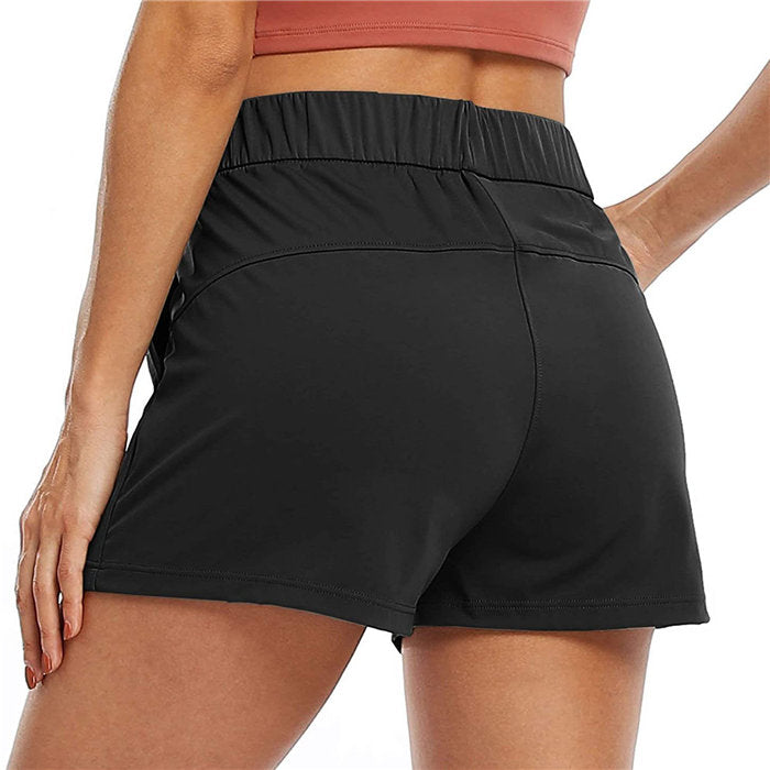 Beakey Women's Yoga Lounge Lace-up Shorts Comfy Casual Shorts With Pockets-Black-2022