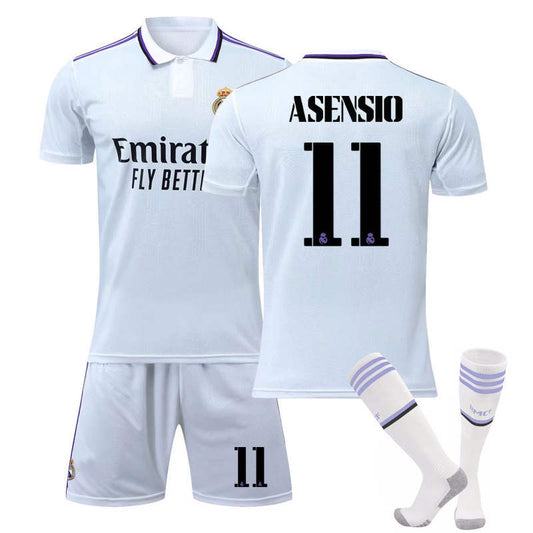 Beakey Real Madrid Home Jersey 2022-23 ASENSIO #11 Soccer Jersey Kids Adult 3-Pieces Jersey Kits