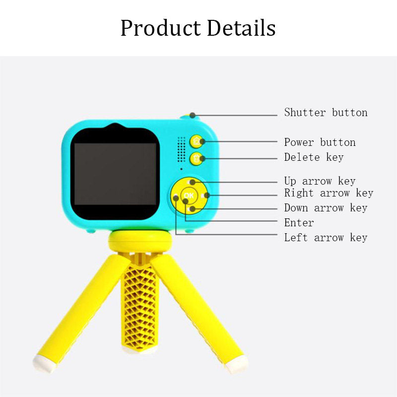 Beakey Kids Selfie Camera Digital Video with Silicone Cover for 3-8 Year-Brown