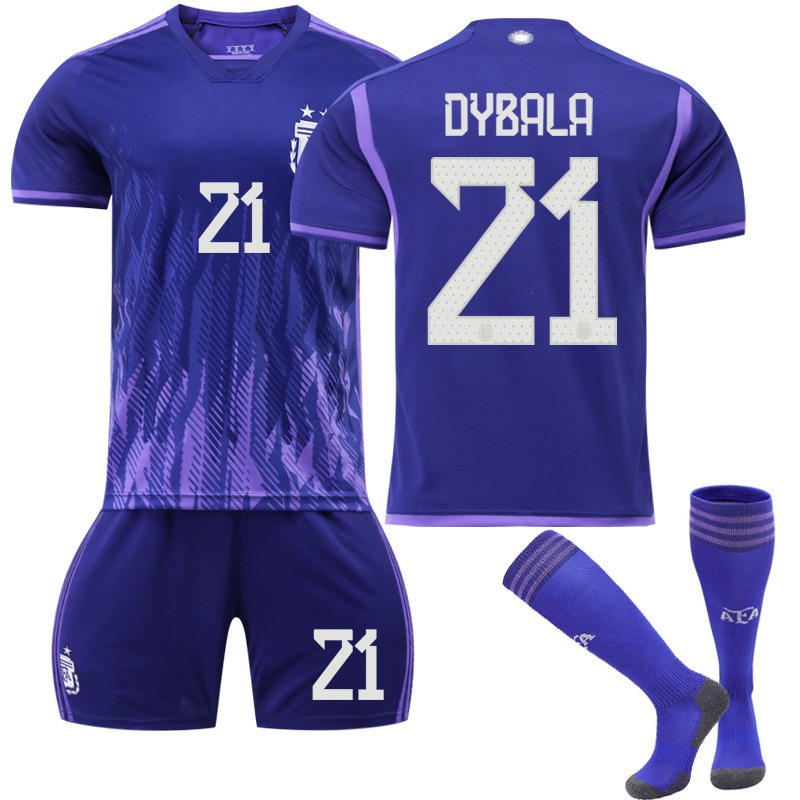 Beakey DYBALA #21 Argentina Away B-Jersey 2022/23 Soccer B-Jersey Kit Football T-shirt Set For Adult Kids