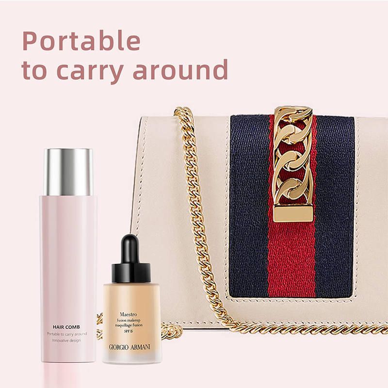 Beakey Curling Comb Portable Travel Round Brush for Bangs Curly Thin Short Hair-Pink