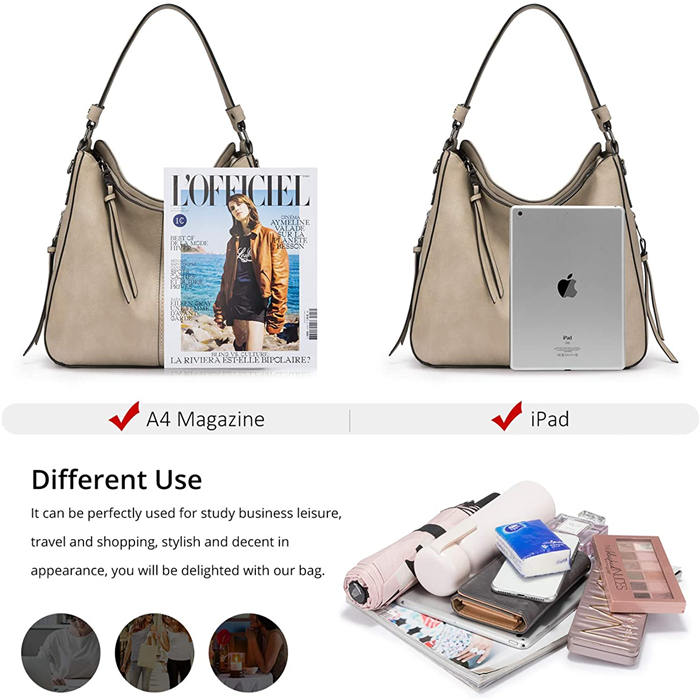 Beakey Handbags for Women Large Designer Ladies Hobo bag Bucket Purse Faux Leather-Creamwhite
