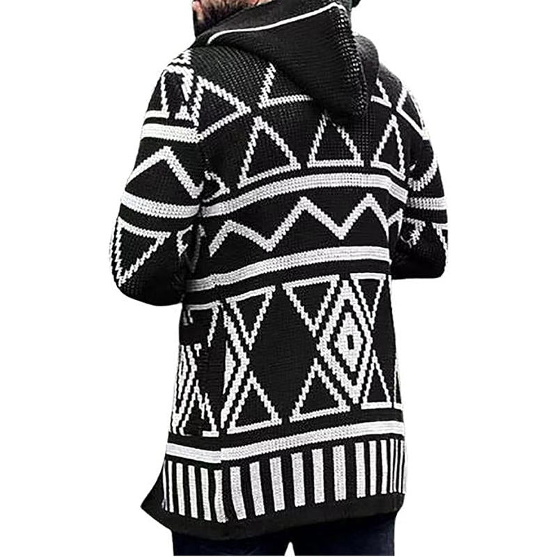 Beakey Mens Knitted Cardigan with Hood Long Sleeve Slim Fit Sweater