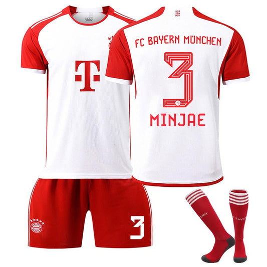 Beakey Bayern Home Jersey MINJAE #3 Soccer Jersey Kids Adult 3-Pieces Jersey Kits