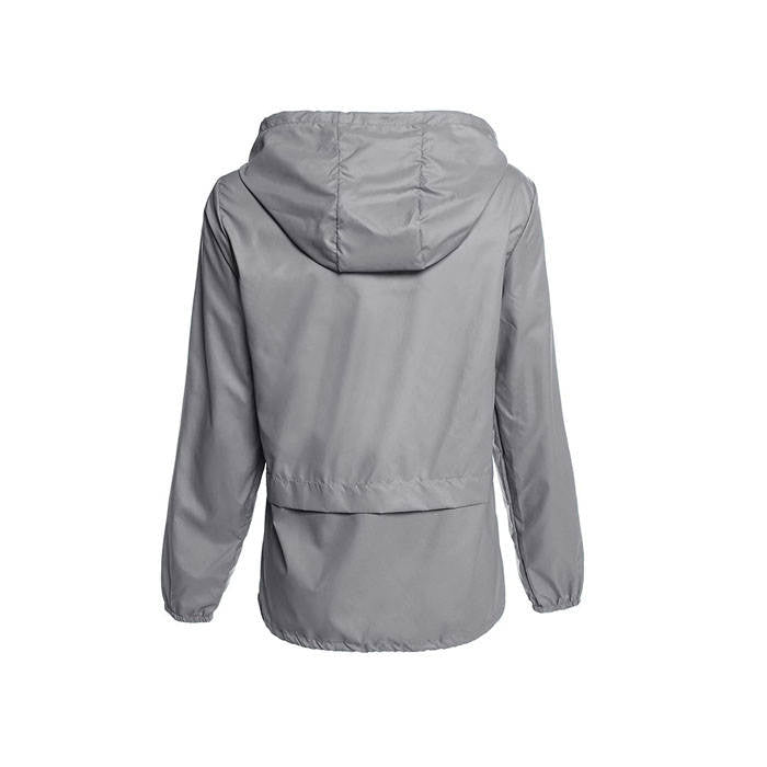 Beakey Women Lightweight Waterproof Raincoat Packable Outdoor Hooded Windbreaker-Dark Gray-AL1064