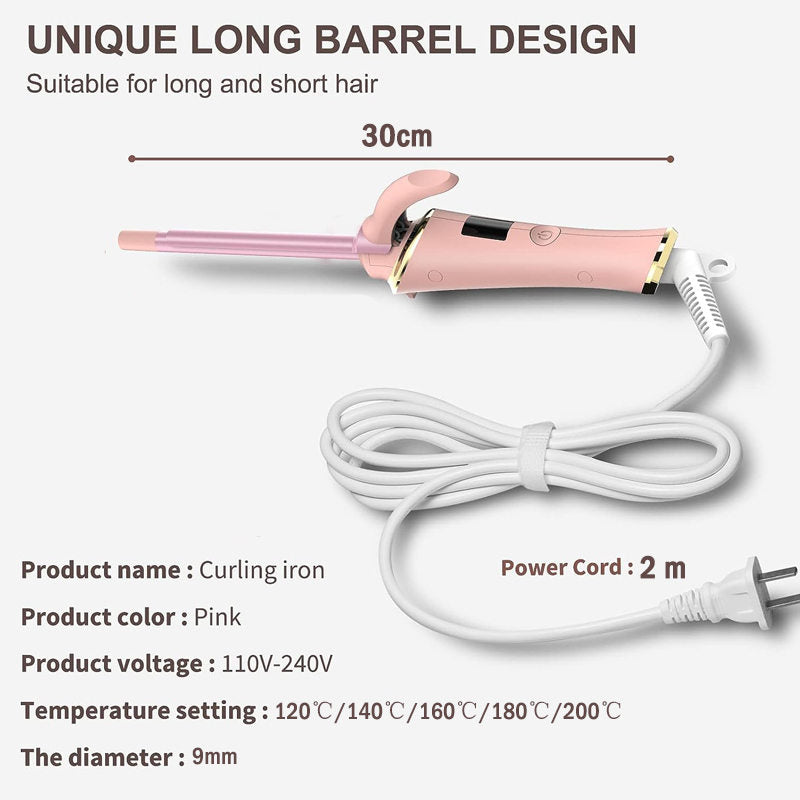 Beakey 3/8in Curling Iron LCD Display 5 Temps Fast Heat for Long & Short Hair