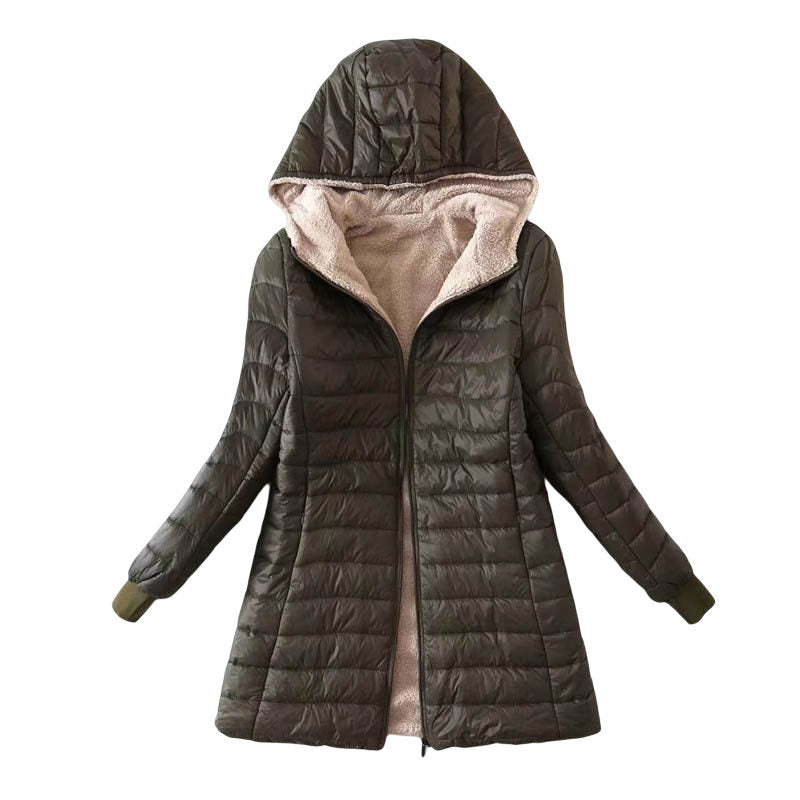 Beakey Womens Hooded Sherpa Fleece Jacket Winter Warm Coat-ArmyGreen