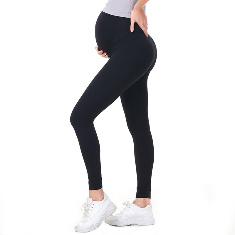 Beakey Maternity Leggings Over The Belly Stretch Breathable Yoga Tights-Black