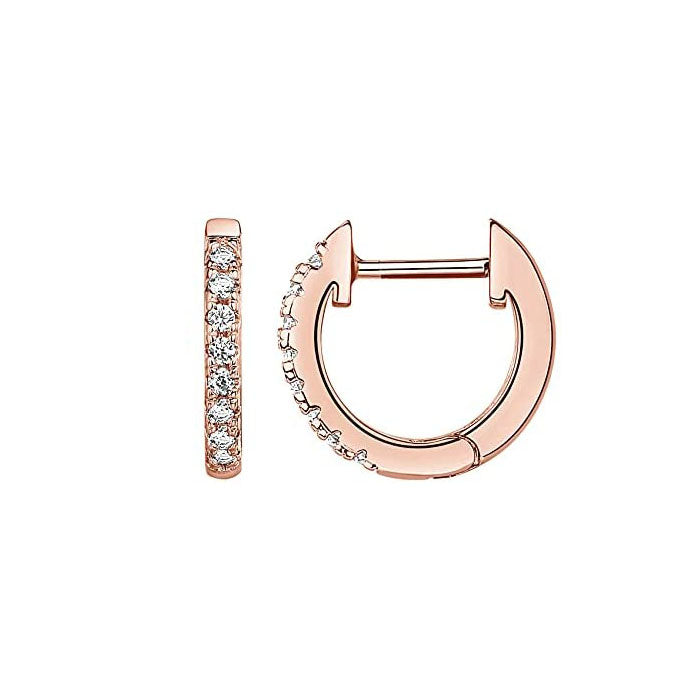Beakey S925 Sterling Silver Cubic Zirconia Cuff Earrings Stud-Rose Gol