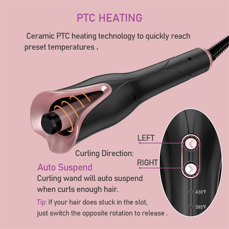 Beakey Auto Hair Curler with 4 Temps & 3 Timer Settings for Hair Styling-Black