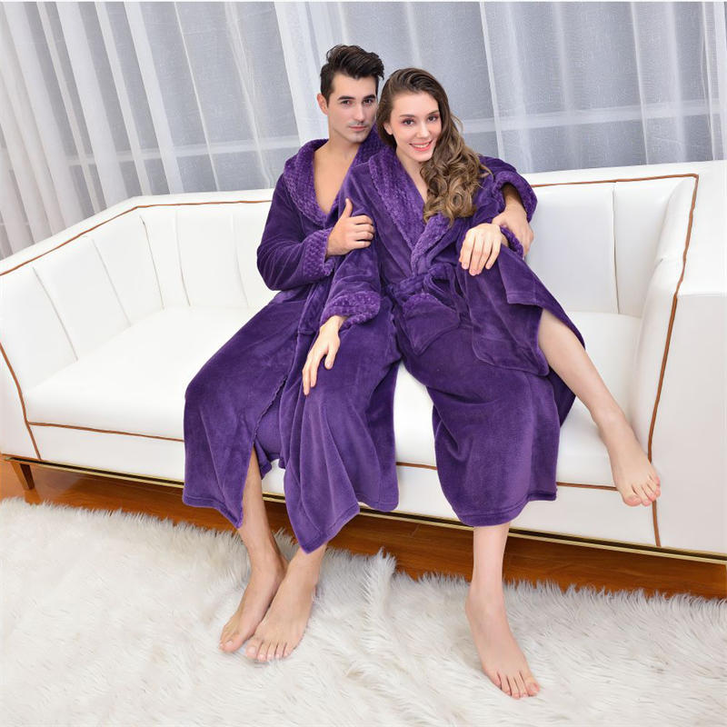 Beakey Warm Soft Plush Robe with Pockets for Unisex-Purple