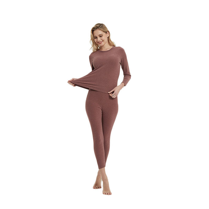 Beakey Women's Ultra Soft Autumn And Winter Thermal Underwear Fleece Lined Pajamas-Light Purple
