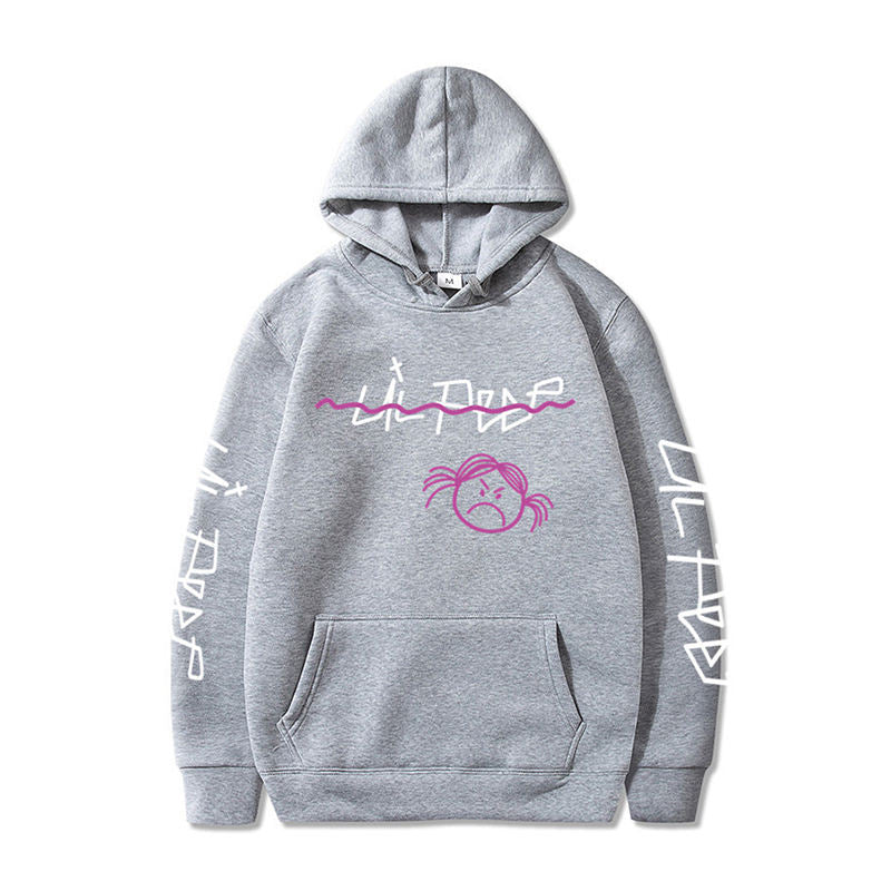Beakey Unisex Hoodie for Winter with Front Pocket Letter Print Sweatshirt-LightGrayA