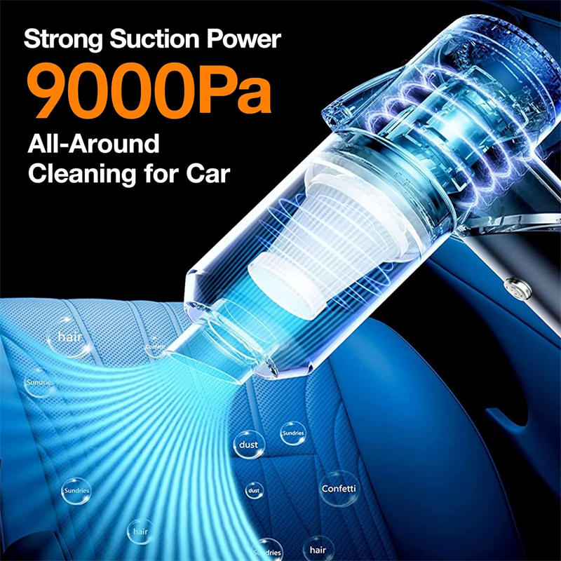 Beakey 9000Pa Wireless Foldable Handheld Car Vacuum-Black