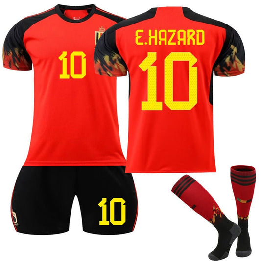 Beakey E HAZARD #10 Belgium Home Jersey 2022/23 Soccer Jersey Kit Football T-shirt Set For Adult Kids