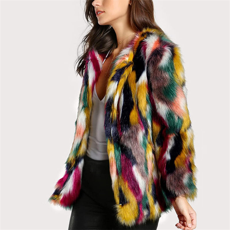 Beakey Womens Winter Luxury Faux Fur Coat Warm Plush Cardigan Jacket