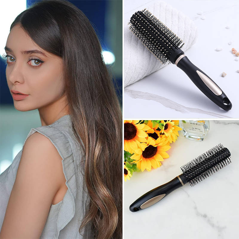 Beakey Round Anti-Static Hair Brushes Nylon Bristle Pins Massage Brush Blow Dry Detangle Hairbrush Comb