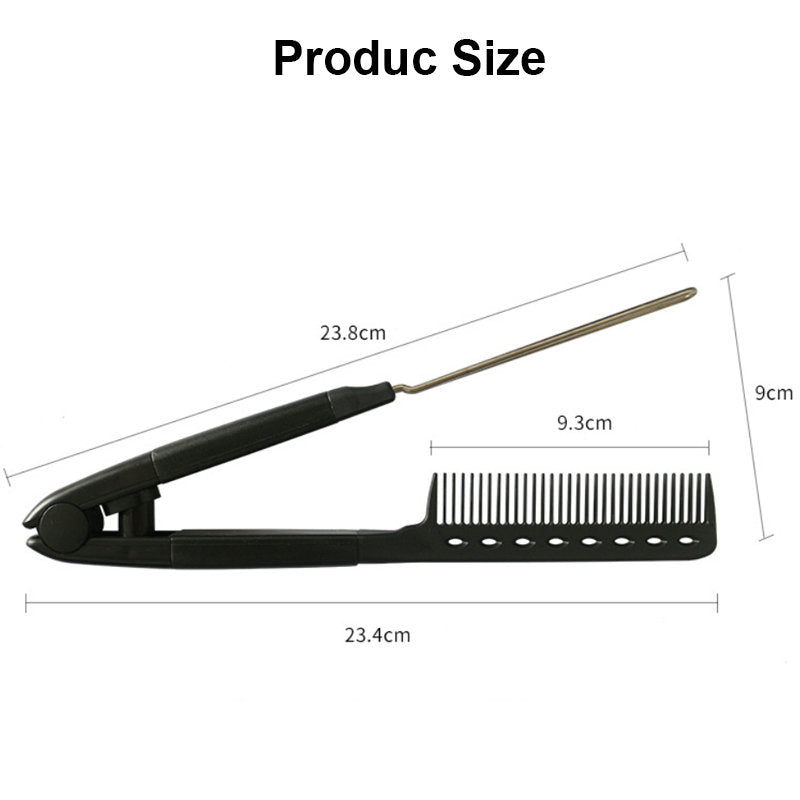 Beakey Flat Straightening Comb V-Shaped Hair Brush Hairdressing Tool-Black