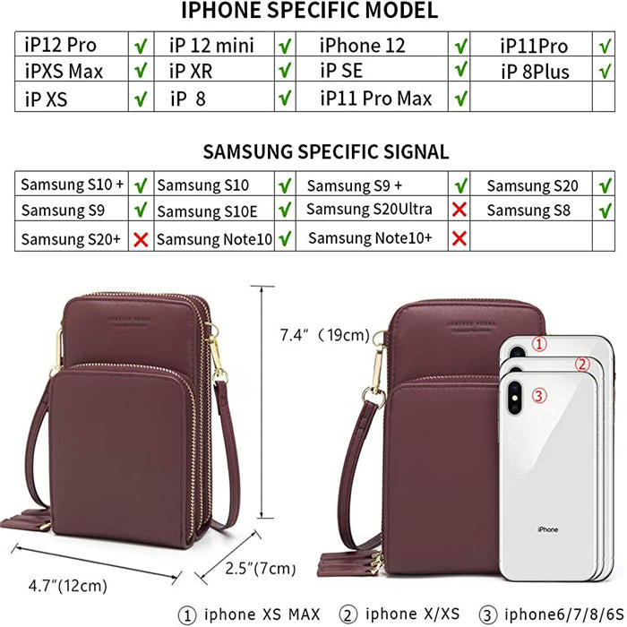 Beakey Crossbody Phone Bag for Women Small Shoulder Bag Cell Phone Wallet Purses and Handbags with 14 Credit Card Slots-Redwine