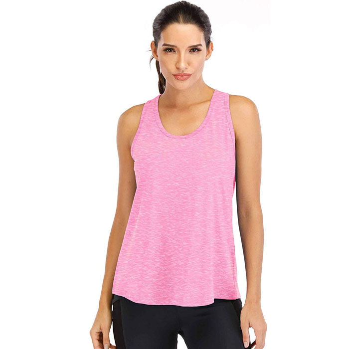 Beakey Workout Tops For Women Loose Fit Mesh Backless Quick-drying Vest-Pink-202088