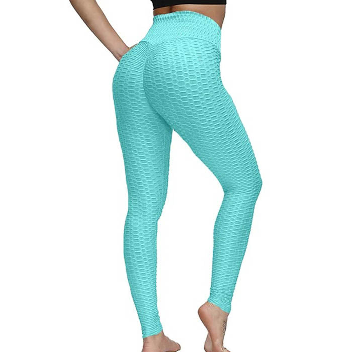 Beakey Women's High Waist Yoga Pants Leggings - Blue Green