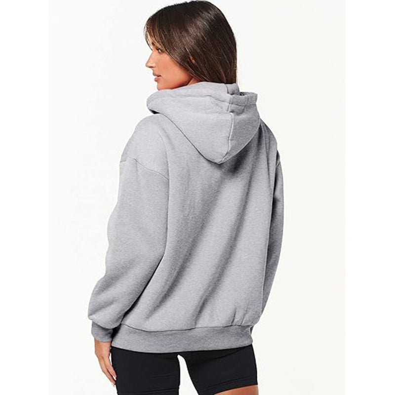 Beakey Womens Zip Up Hoodies with Pockets Y2K Oversized Sweatshirts-Light Grey