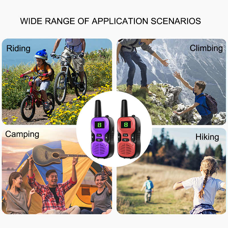 Beakey 2 Pcs Kids Walkie Talkies Rechargeable Long Range Camping Toys-RedPurple