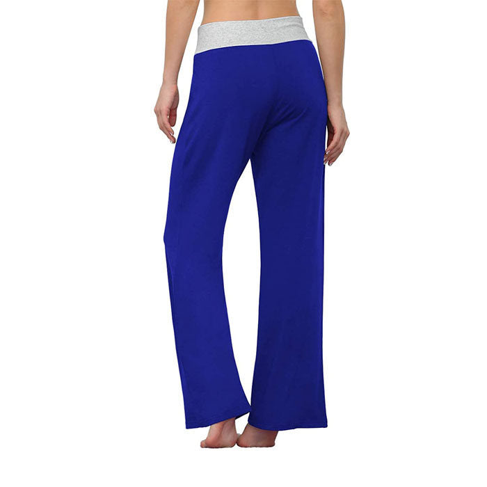 Beakey Women's Comfy Pajama Pants Casual Stretch Pant Drawstring Wide Leg Pants-Blue-0881