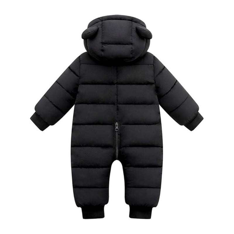 Beakey Cute Baby Snowsuit Zipper Closure Super Warm Hoodie Romper-Black