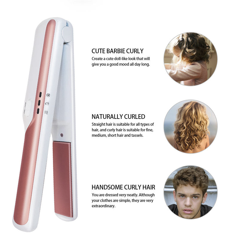 Beakey 2-in-1 Cordless Curler Straightener Negative Ion Get Frizz-Free-White