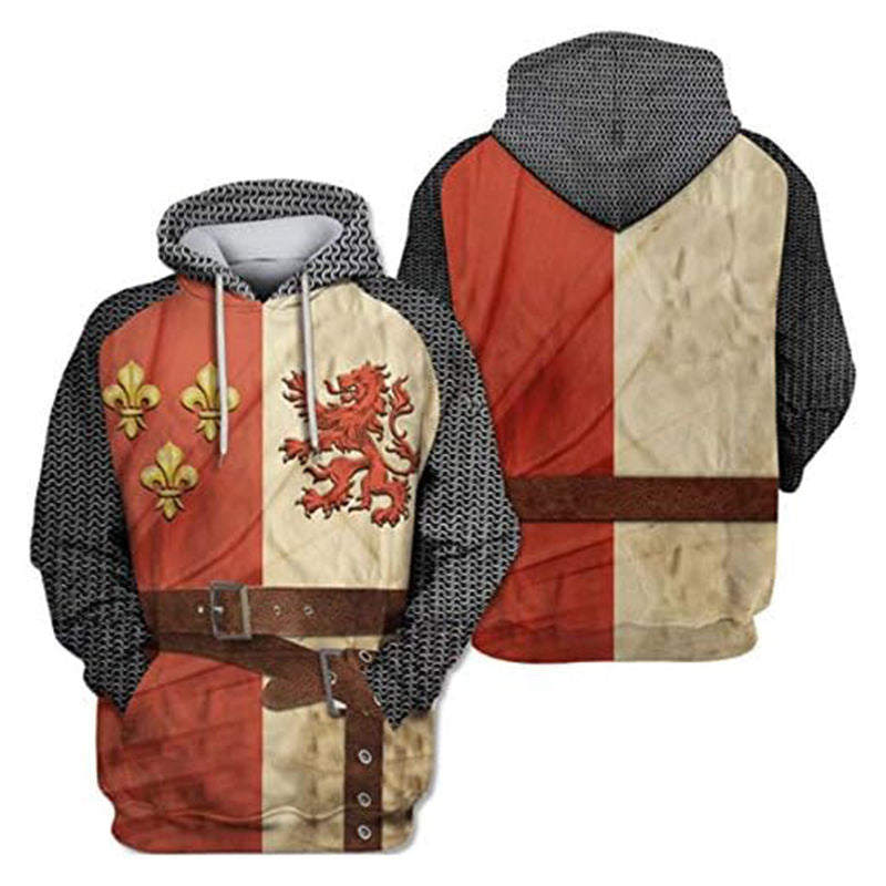 Beakey Medieval Knight Hoodie for Women Men Classic 3D Printed Sweatshirt-C