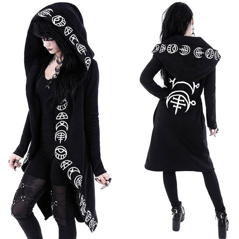 Beakey Punk Gothic Sweatshirt for Women Long Sleeve Open Hoodie Oversized