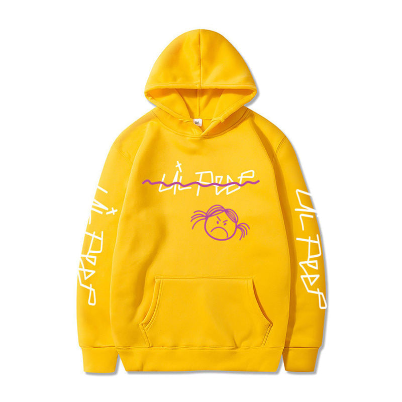 Beakey Unisex Hoodie for Winter with Front Pocket Letter Print Sweatshirt-YellowA