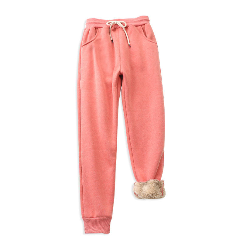 Beakey Womens Warm Sweatpants Sherpa Lined Winter Athletic Jogger Pants-Watermelon Red