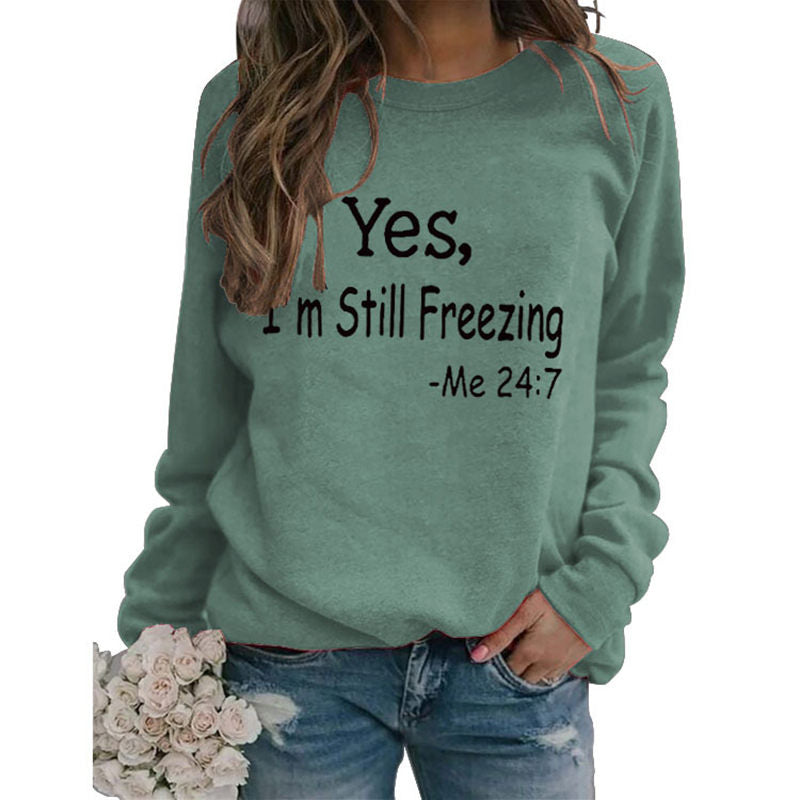 Beakey Letter Print Pullover Tops for Women Crewneck Fall Winter Sweatshirt-Light Green