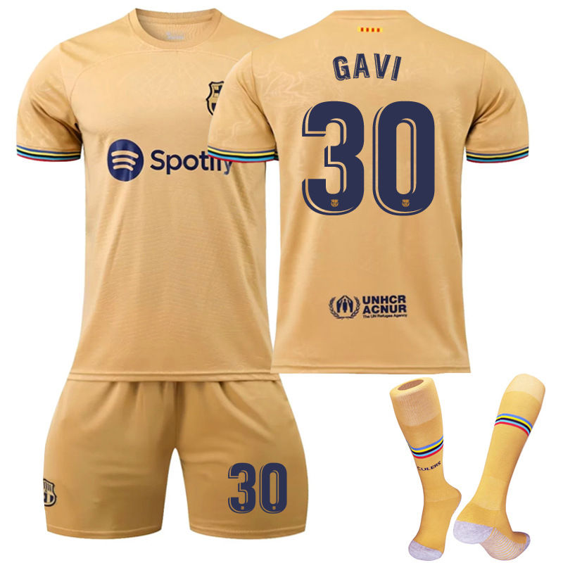 Beakey GAVI #30 Barca Away Shirt 2022/23 Soccer Jersey Kit Football Set For Adult Kids