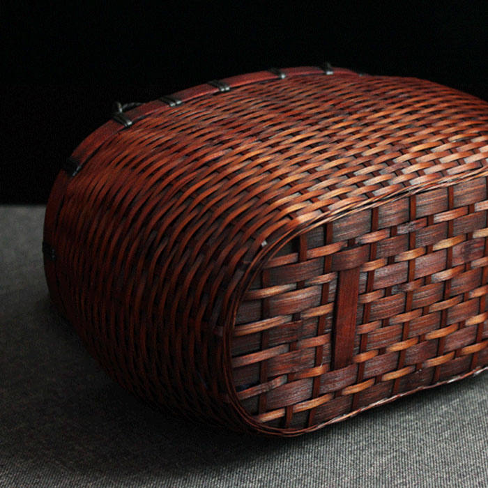 Beakey Retro Weave Womens Bamboo Handbag Handmade Large Tote Bag Wicker Basket Bag-Waist Drum Bag